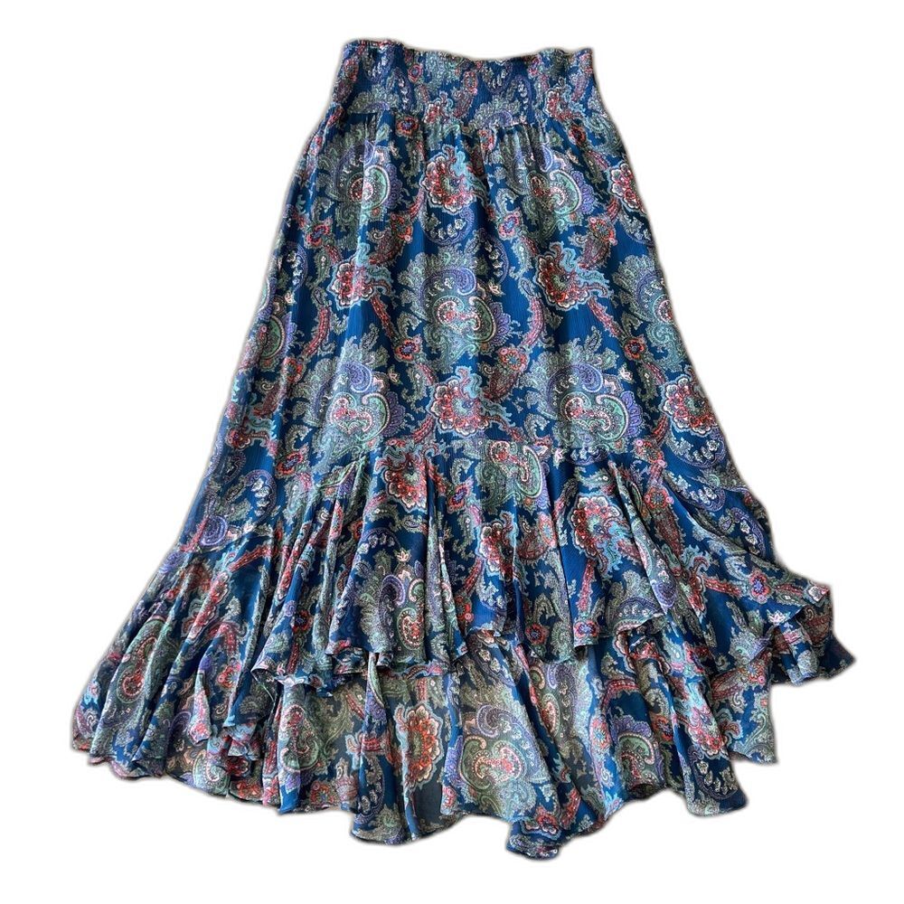 Boho Vanessa Virginia Anthropologie Multicolor Paisley Maxi Skirt Size 8
